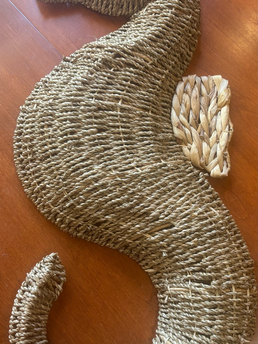 Woven Seahorse Decorative Wall Accent in Natural Tan